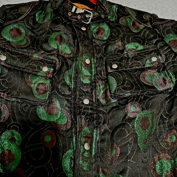 Custo Barcelona Womens Jacket Burjack Hoops Iridescent Geometric Euro SZ 42 US8 - Picture 3 of 16